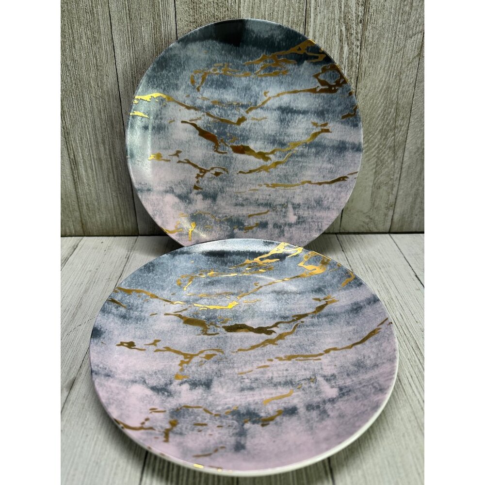 Vintage American Atelier Salad Plate Marble Design Porcelain 7.5'' - Set of 2